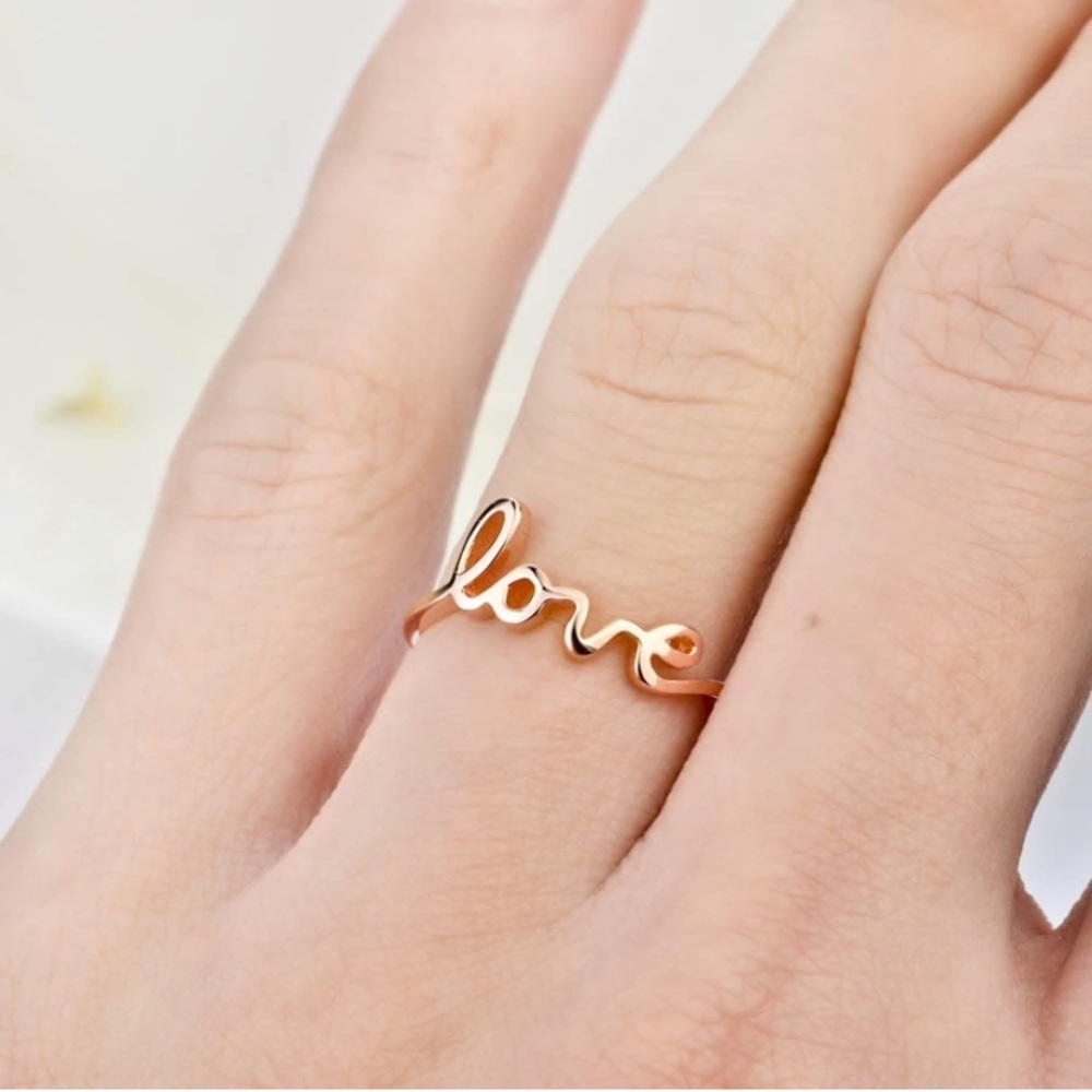 925 Love Inscription Letters Phrase Ring - Picture 10 of 10